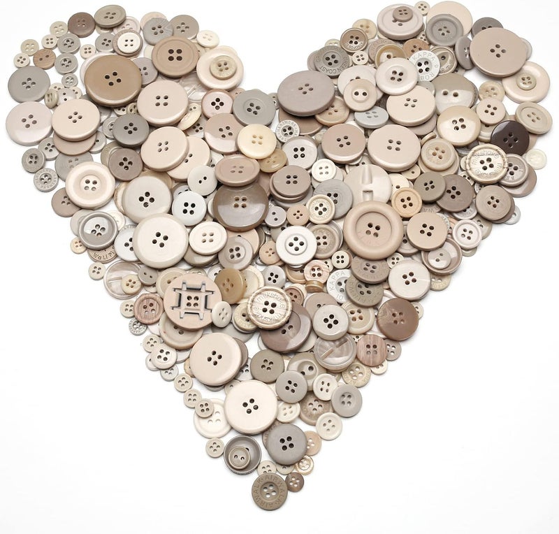 Jepeux About 330 Resin Buttons of Various Specifications, Handmade Buttons, Sewing DIY Handicraft Buttons, Hand-Painted Decorative Buttons Beige Series - Image 3
